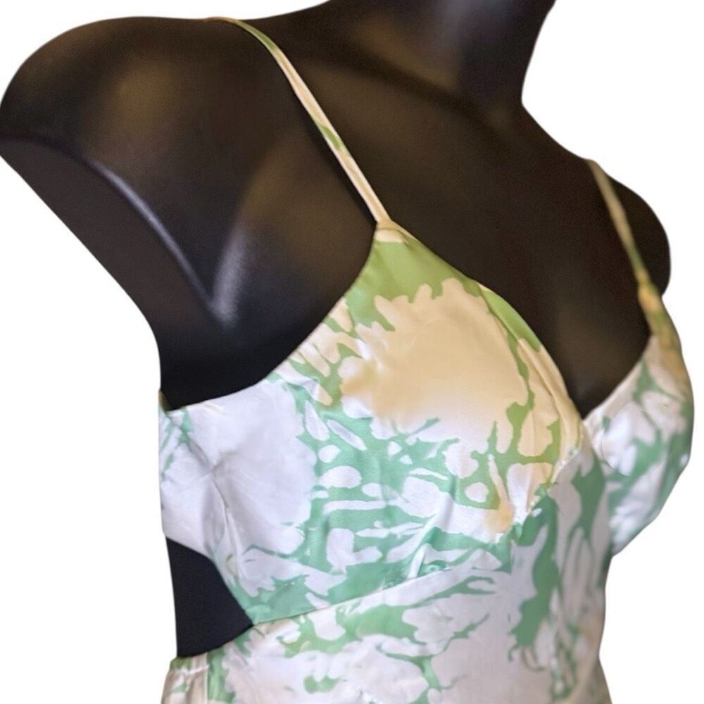 Adora Eucalyptus Floral Silky Satin Open-Back Tie Maxi Dress NEW - Picture 13 of 13